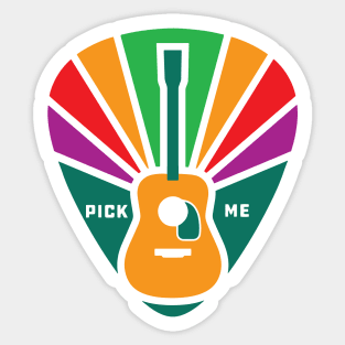 Vintage Guitar Pick, Guitarist Retro acoustic guitarra pick me colorful Sticker